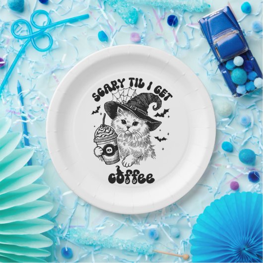 Halloween Cat Coffee Paper Plate Pappteller (Party)