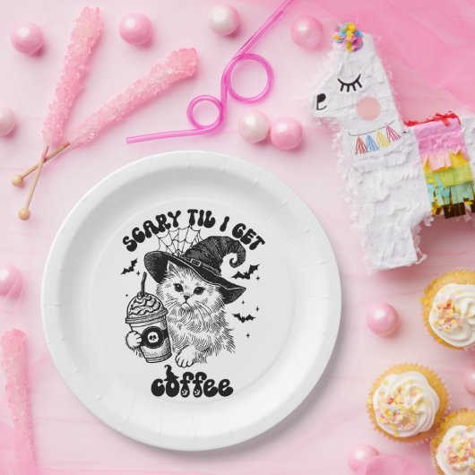 Halloween Cat Coffee Paper Plate Pappteller (Party)
