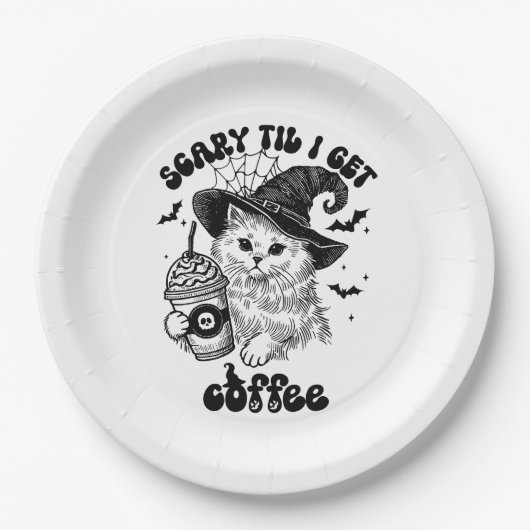 Halloween Cat Coffee Paper Plate Pappteller (Vorderseite)