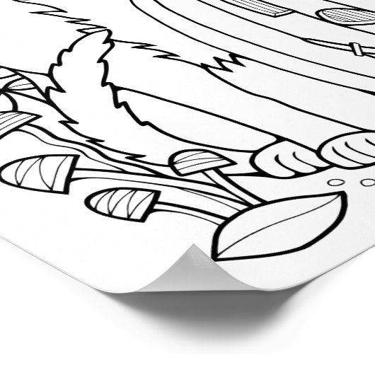 Halloween Cat Coloring Page Art Poster (Ecke)