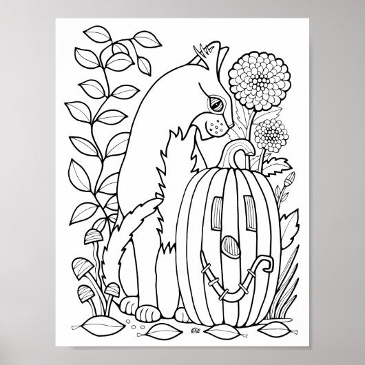 Halloween Cat Coloring Page Art Poster (Vorne)