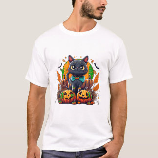 Halloween Cat Costume Pumpkin T-Shirt