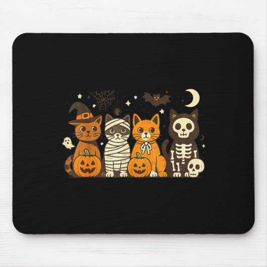 Halloween Cat Costumes Ghost Witch Mummy Men Women Mousepad (Vorne)