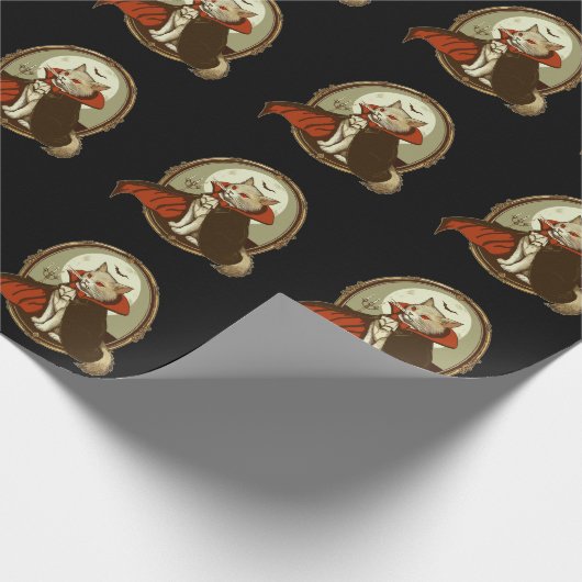 Halloween Cat, Count Catula Geschenkpapier (Ecke)