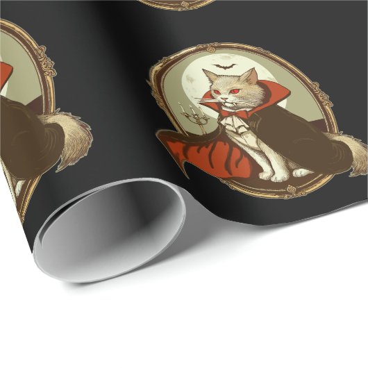 Halloween Cat, Count Catula Geschenkpapier (Rolleneckpunkt)