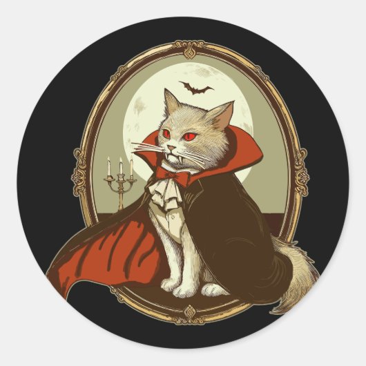 Halloween Cat, Count Catula Runder Aufkleber (Vorderseite)