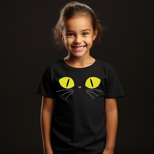 Halloween Cat Face Yellow Eyes Whiskers T-Shirt