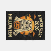 Halloween Cat Ghost Graphic - Fresh Start 2026  Fleecedecke (Vorderseite (Horizontal))