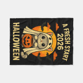 Halloween Cat Ghost Graphic - Fresh Start 2026 Fleecedecke (Vorderseite (Horizontal))