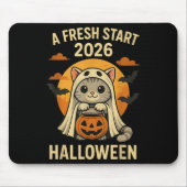 Halloween Cat Ghost Graphic - Fresh Start 2026  Mousepad (Vorne)