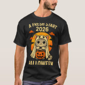 Halloween Cat Ghost Graphic - Fresh Start 2026 T-Shirt (Vorderseite)