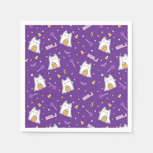 Halloween Cat Ghost Napkins Serviette (Vorderseite)