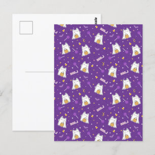 Halloween Cat Ghost Postcard Postkarte