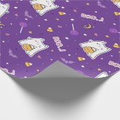 Halloween Cat Ghost Wrapping Paper Roll Geschenkpapier (Ecke)