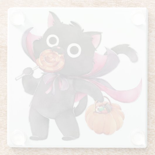 Halloween Cat Glass Untersetzer (Rückseite)