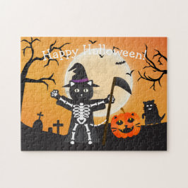 Halloween Cat Grim Sensenmann Puzzle