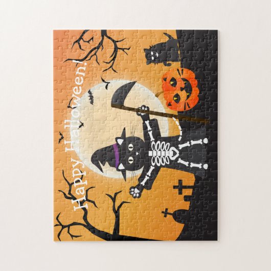 Halloween Cat Grim Sensenmann Puzzle (Vertikal)