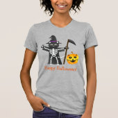 Halloween Cat Grim Sensenmann T-Shirt (Vorderseite)