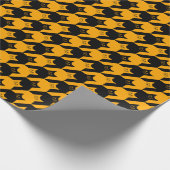 Halloween Cat Hahnentrittmuster Black and Orange Geschenkpapier (Ecke)