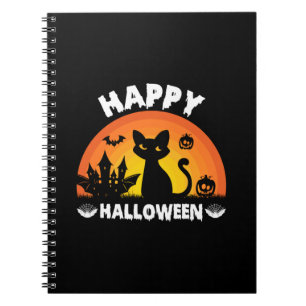 Halloween Cat Happy Halloween Birthday Notizblock