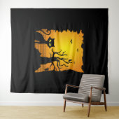 Halloween, Cat Happy Halloween Wandteppich (Beispiel (Horizontal))