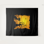 Halloween, Cat Happy Halloween Wandteppich (Vorderseite (Horizontal))