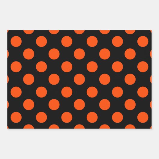 Halloween Cat & Hexe | Schwarze und orange Punkte Geschenkpapier Set (Vorderseite 2)