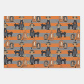 Halloween Cat & Hexe | Schwarze und orange Punkte Geschenkpapier Set (Vorderseite)