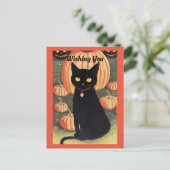 Halloween Cat Holiday Postkarte (Stehend Vorderseite)