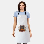 Halloween Cat-Illustration mit Kürbis Schürze (Getragen)
