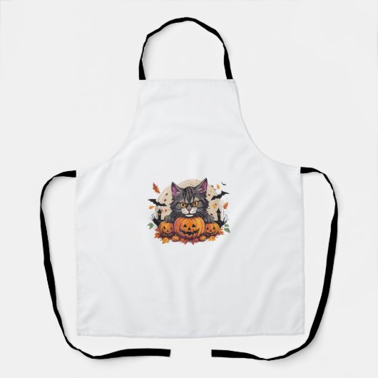 Halloween Cat-Illustration mit Kürbis Schürze (Vorderseite)