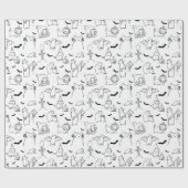 Halloween Cat Illustration Wrapping Paper Geschenkpapier (Flach)