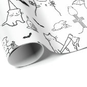 Halloween Cat Illustration Wrapping Paper Geschenkpapier (Rolleneckpunkt)