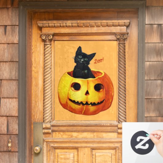 Halloween Cat in Pumpkin Fensteraufkleber (Haustür)