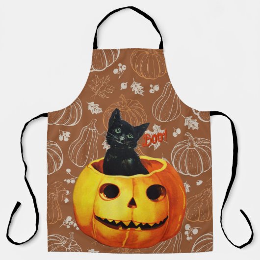 Halloween Cat in Pumpkin Schürze (Vorderseite)