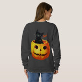 Halloween Cat in Pumpkin Sweatshirt (Schwarz voll)