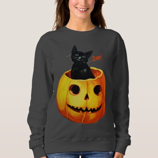 Halloween Cat in Pumpkin Sweatshirt (Vorderseite)