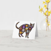 HALLOWEEN CAT KARTE (Gelbe Blume)