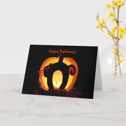 Halloween Cat Karte (Gelbe Blume)