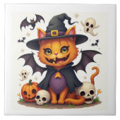 Halloween Cat Keramik Tile Fliese (Vorderseite)