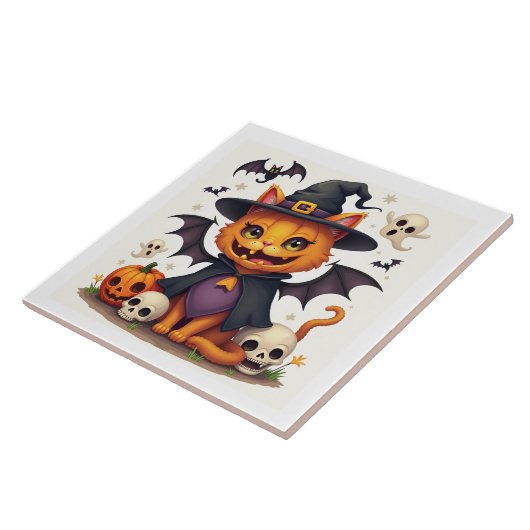 Halloween Cat Keramik Tile Fliese (Seite)