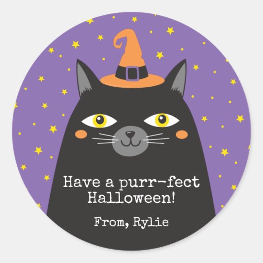 Halloween Cat Kids Party Classic Round Sticker (Vorderseite)