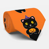 Halloween Cat Krawatte (Gerollt)