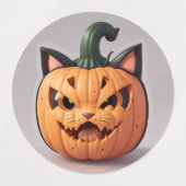 Halloween Cat-Kürbis Etiketten (Design 1)
