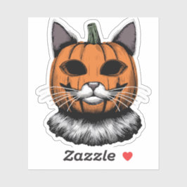 Halloween Cat, Kürbisgesicht Aufkleber