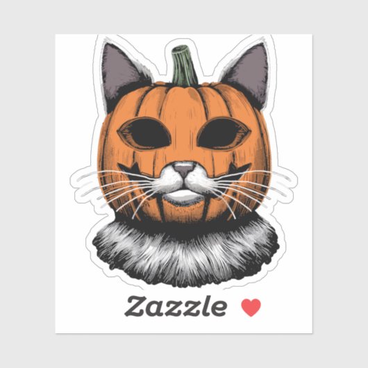 Halloween Cat, Kürbisgesicht Aufkleber (Blatt)