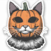 Halloween Cat, Kürbisgesicht Aufkleber (Vorderseite)