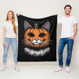 Halloween Cat, Kürbisgesicht Fleecedecke