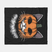 Halloween Cat, Kürbisgesicht Fleecedecke (Vorderseite (Horizontal))