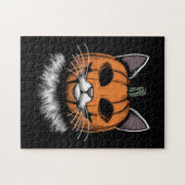 Halloween Cat, Kürbisgesicht Puzzle (Horizontal)